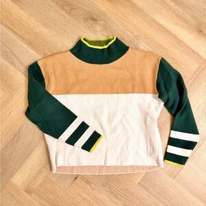 Anthropologie Maeve Green and Tan Sweater